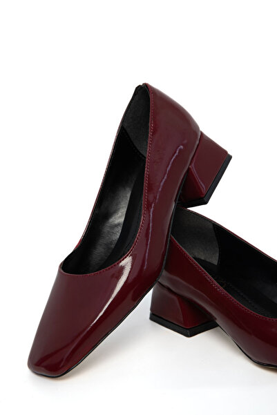 SOHO Burgundy Patent Leather Women's Classic Heeled Shoes 21200