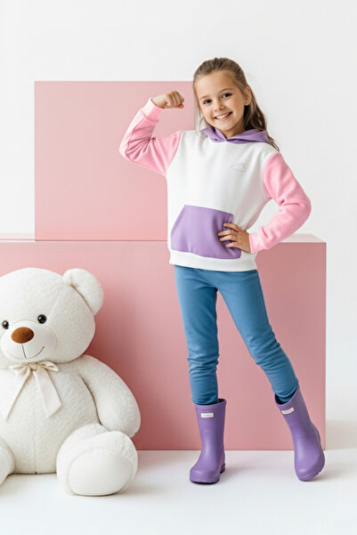 TRENDYOLKIDS White Girl's Color Block Knitted Sweatshirt Tkdaw25Sw00129