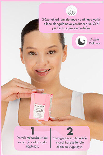 Maru.Derm Arındırıcı Meyve Enzim Toz Peeling 60 G (Salisilik Asit 0.5% + Çay Ağacı Yağı 2% + Allantoin 0.5%)