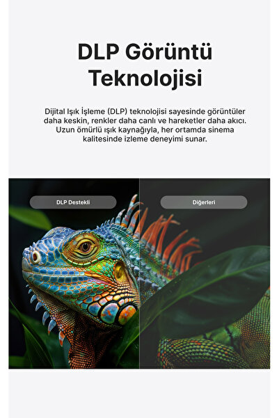 Everest PJ-DLP21 Gri 8000mAh Oto Odaklamalı 960x540 4K Destekli 5400 Lümen Android 9.0 DLP Projeksiyon