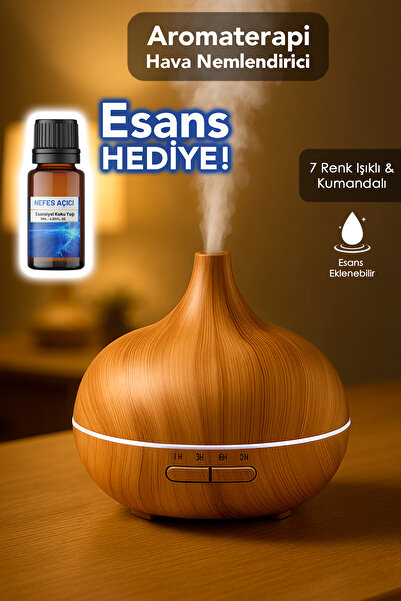 Meleni Home Oda Hava Nemlendirici - 7 Renk LED Işıklı Buhar Makinesi Aroma Difüzörü Humidifier Açık Kahve