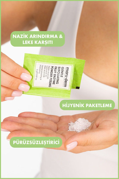 Maru.Derm AHA Meyve Enzim Hassas Toz Peeling 60 G (Azelaik Asit 0,8%+Laktik Asit 1%+Malik Asit 0.5%)