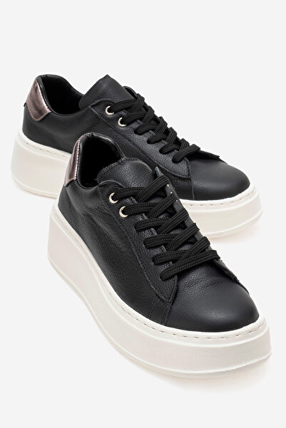 LuviShoes Gueno Black Skin Genuine Leather Women's Sports Shoes