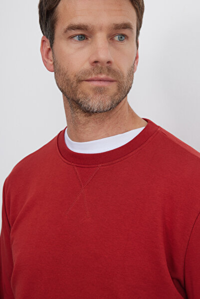 Tudors Унисекс, свободна кройка, удобна кройка, 100% памук, основен цвят тухленочервен, суитшърт с велосипедна яка