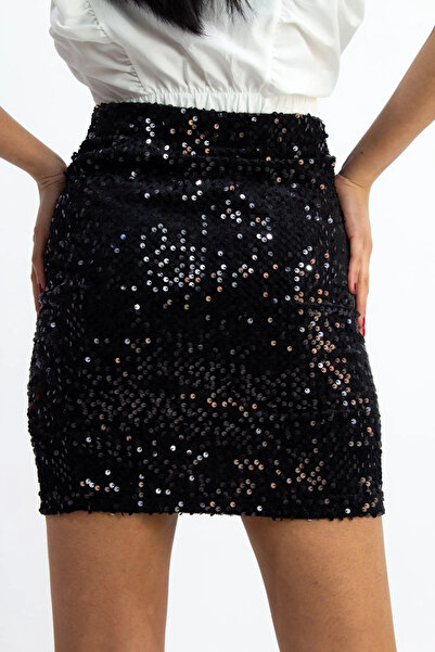 Moda Anna 47 см Міні-спідниця з блискітками для вечірки Весільна ніч Міні-спідниця чорна