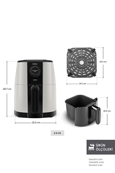 Karaca Smart Cook 60 Dakikaya Kadar Zaman Ayarlı Compact Airfryer Krem 2 Kişilik
