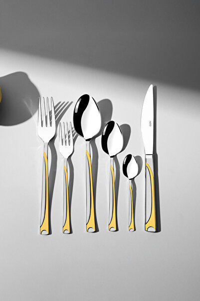 Nehir Fiesta Gold Satin 12-Person 72-Piece Boxed Cutlery Set