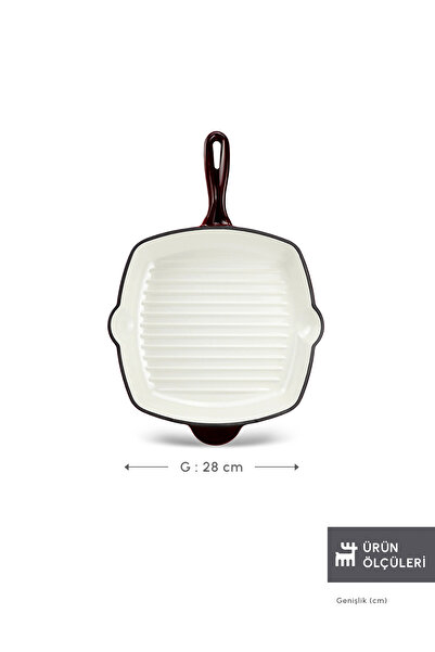 Karaca Heritage Cast Iron Enameled Grill Pan 26 cm Red