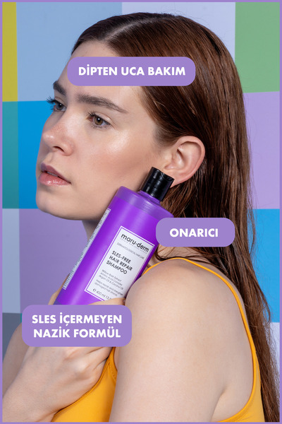Maru.Derm Saç Onarıcı Sülfatsız Şampuan 400 ML | Yıpranmış Zayıf Saçlar | Sülfatsız, Tuzsuz, Vegan Şampuan