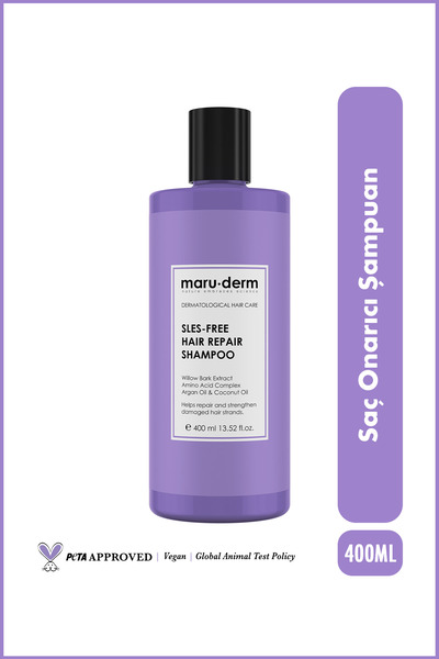 Maru.Derm Saç Onarıcı Sülfatsız Şampuan 400 ML | Yıpranmış Zayıf Saçlar | Sülfatsız, Tuzsuz, Vegan Şampuan