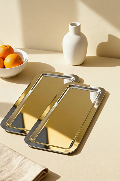 TRENDYOLMİLLA HOME 2-Piece Rectangular Metal Presentation Plate Tphaw26Tbk00063