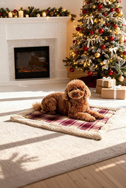 TRENDYOLMİLLA HOME Pet Plaid Patterned Plush Cat and Dog Bed 50X70Cm Tphaw26Kk00004