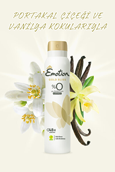 Emotion Kadın Vegan Deodorant 4x150 Ml (Romance,Breeze, Gold Bliss & Joyous) Hızlı Kurur, Leke Bırakmaz