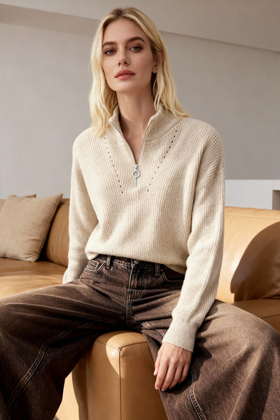 Trendyol Collection Měkký úpletový svetr se zipem na zip - Twoaw20Xs0009