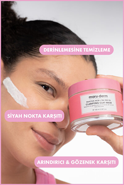 Maru.Derm Kil Maskesi | Salisilik Asit + Çay Ağacı Yağı Kil Maskesi 100 ML | Siyah Nokta / Gözenek | Vegan