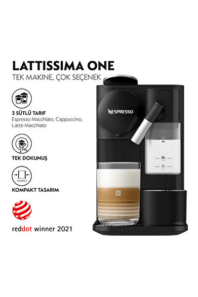 Nespresso F121 Latissima One Süt Çözümlü Espresso Kahve Makinesi,Siyah