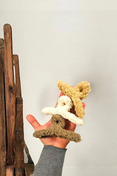 AYMETA Kadın Peluş Model Kırçıllı 3 Adet Büyük Boy 11 Cm Mandal Toka Seti