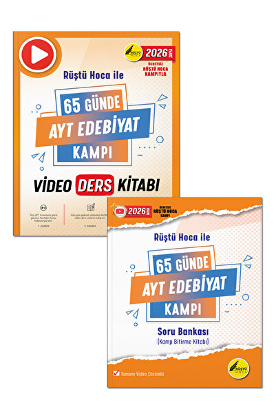 Rüştü Hoca 65 Günde AYT Edebiyat Kamp Kitabı - 65 Günde AYT Edebiyat Video Ders Kitabı