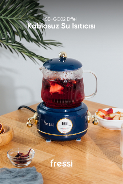 Fressi Cam Su Isıtıcı Kettle Elektrikli Çok Fonksiyonlu Bitki Çayı Makinesi Lacivert 600ml Ysb-gc02 Eiffel