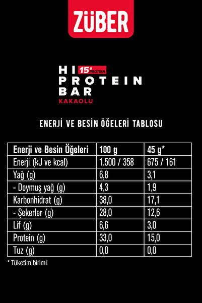Züber 45g High Protein Cocoa Bar - 3 Pieces