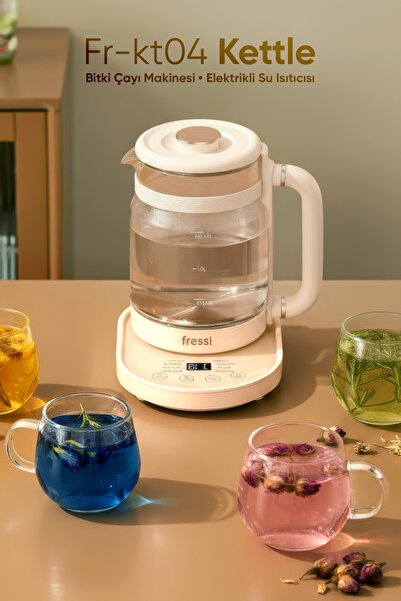 Fressi Dijital Göstergeli Elektrikli Cam Su Isıtıcısı Kettle Bitki Çayı Makinesi 1,6l 800w Fr-kt04