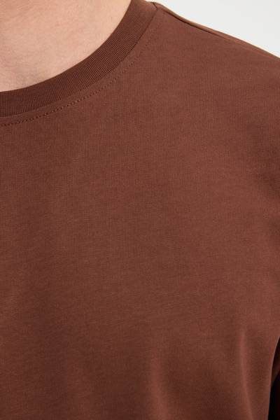 Tudors Ανδρικό φούτερ με χαλαρή εφαρμογή, 100% βαμβάκι, 2 κλωστές, με λαιμόκοψη, καφέ