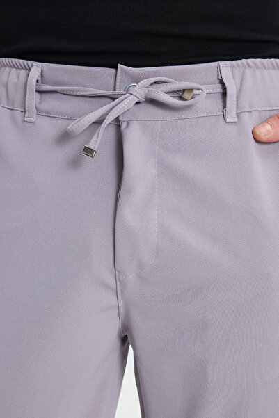 Tudors Men's Slim Fit Slim Fit Elastic Waist Lace-Up Detailed Gray Trousers