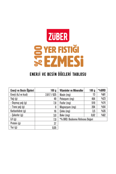Züber %100 Yer Fıstığı Ezmesi 315g