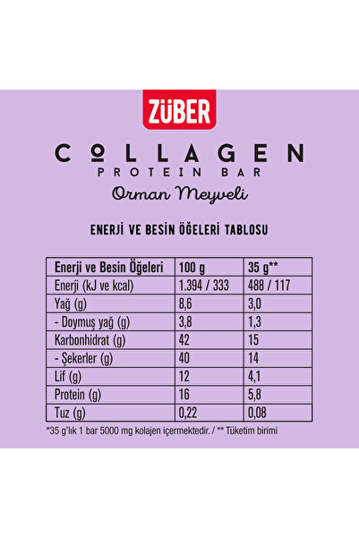 Züber 35 Gr Collagen Protein Bar - Introduction Package 4 Pieces