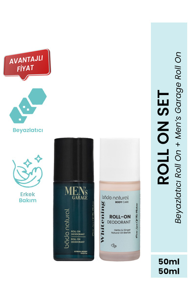 Bade Natural Doğal Beyazlatıcı Roll On & Men's Garage Roll On %100 Doğal