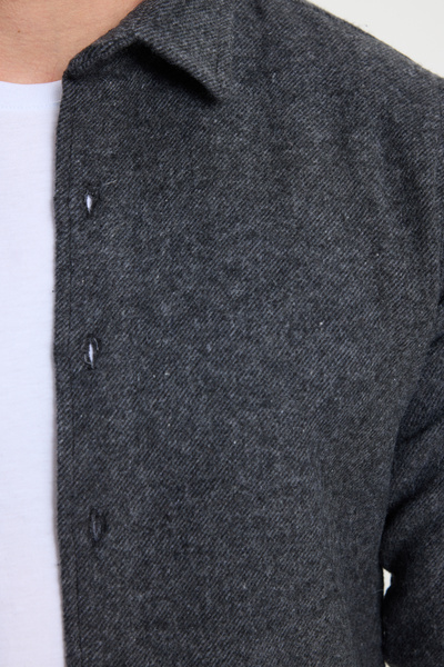 Tudors Men's Slim Fit Slim Fit Long Sleeve Solid Winter Lumberjack Dark Gray Shirt