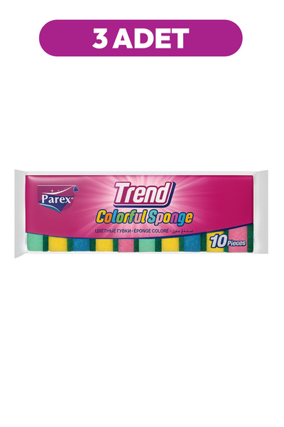 Parex Trend 10-dijelni šareni ravni sunđeri, trostruko pakovanje