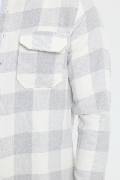 Tudors Pánská slim fit úzká košile s dlouhým rukávem, kapucí, dvojitými kapsami a kostkovaným vzorem na zimu.