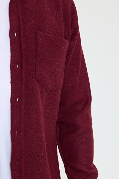 Tudors Men's regular fit classic cut dark burgundy lumberjack shirt with flat pockets