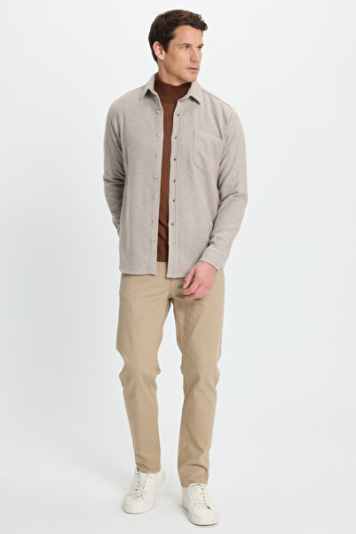 Tudors Men's regular fit classic cut dark mink lumberjack shirt with flat pockets