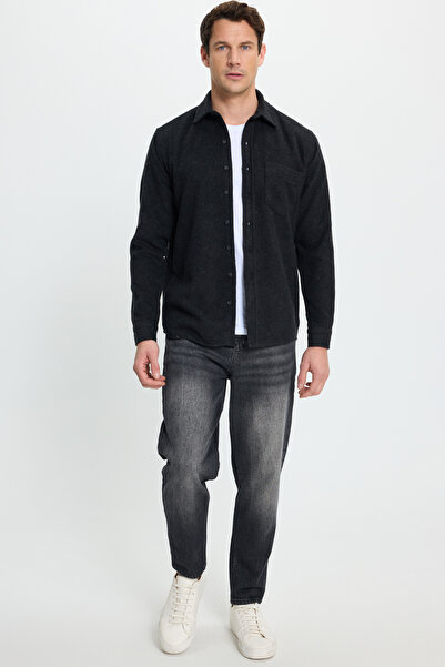 Tudors Men's Regular Fit Classic Cut Straight Pocket Dark Anthracite Lumberjack Shirt