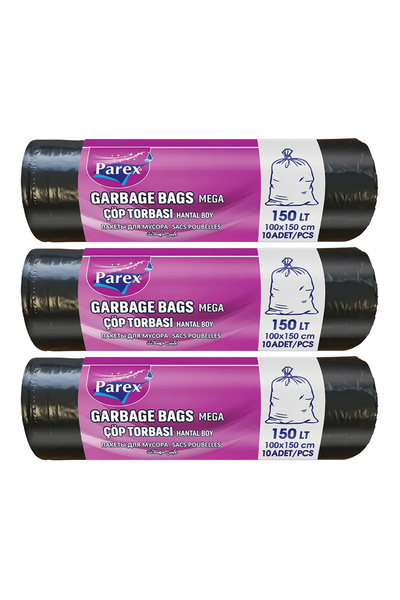 Parex Professional 10-Pack Garbage Bags Large Size 100 X 150 cm Triple Pack