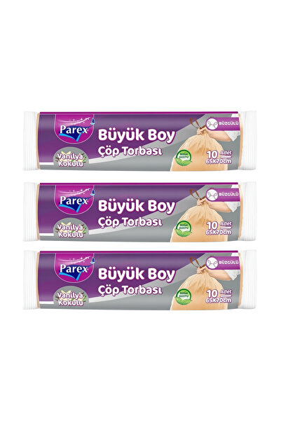 Parex 3lü Büzgülü Vanilya Kokulu Çöp Torbası Büyük
