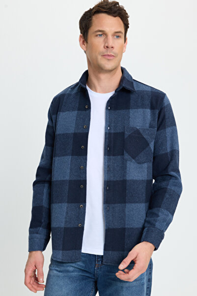 Tudors Men's regular fit classic cut plaid pocketed lumberjack shirt