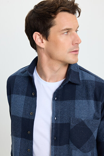 Tudors Men's regular fit classic cut plaid pocketed lumberjack shirt