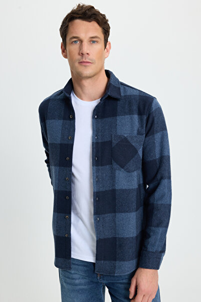 Tudors Men's regular fit classic cut plaid pocketed lumberjack shirt