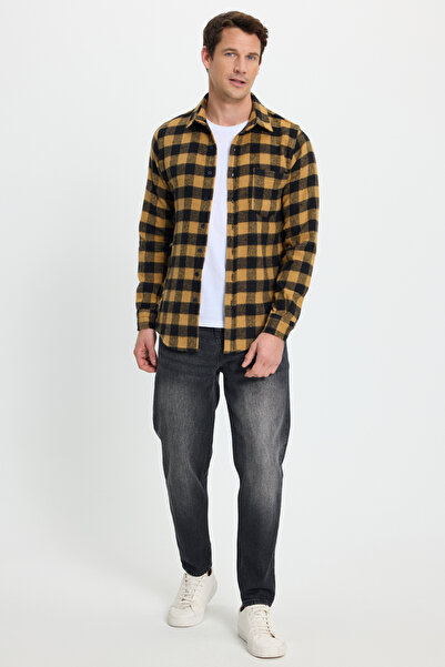 Tudors Men's slim fit long sleeve plaid checkered winter woodcutter shirt with pockets