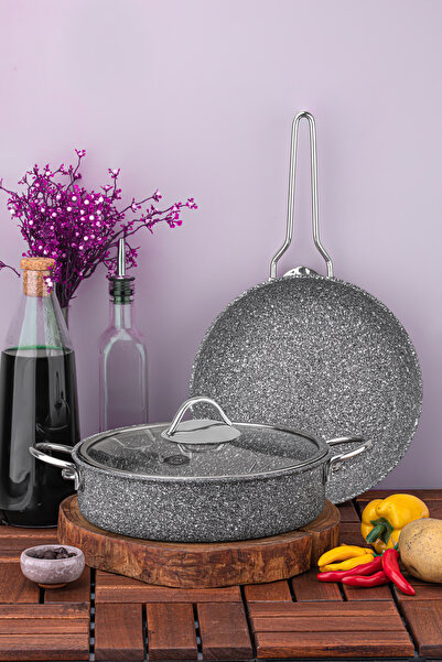 Taç Set de oale și tigaie din granit Ultra Classic, 3 piese, gri