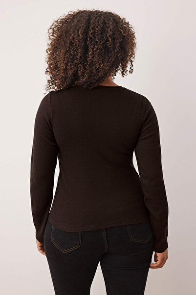 Trendyol Curve Barna-bézs 2 csomagos Crop Camisole kötött nagyméretű blúz TBBAW26AF00055