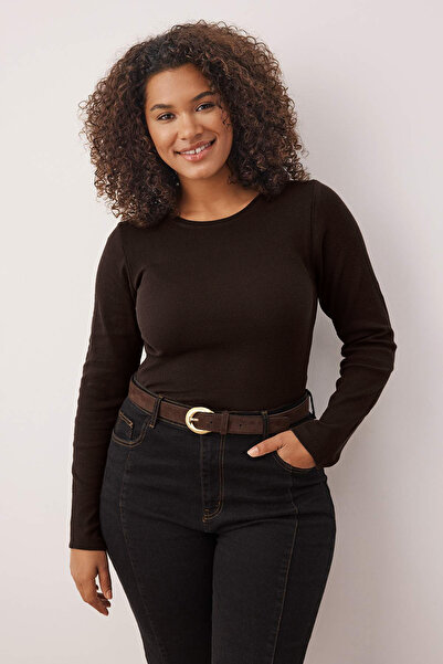 Trendyol Curve Barna-bézs 2 csomagos Crop Camisole kötött nagyméretű blúz TBBAW26AF00055