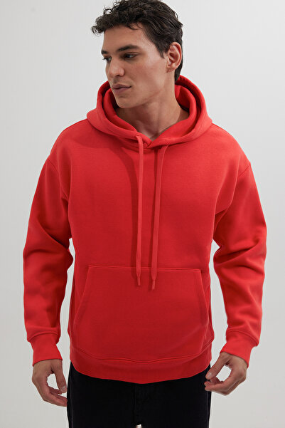 Tudors Φούτερ με κουκούλα από βαμβακερή κουκούλα σε χρώμα ρόδι