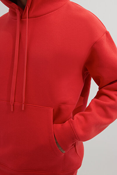 Tudors Φούτερ με κουκούλα από βαμβακερή κουκούλα σε χρώμα ρόδι