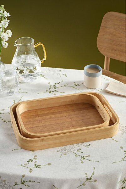 Karaca Nolan 2'li Bambu Tepsi 41x28 & 35x25 cm