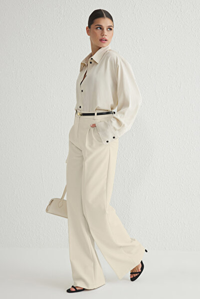 Trendyol Collection Tkané kalhoty se širokými nohavicemi a kamenem - Twoaw25Pl00109