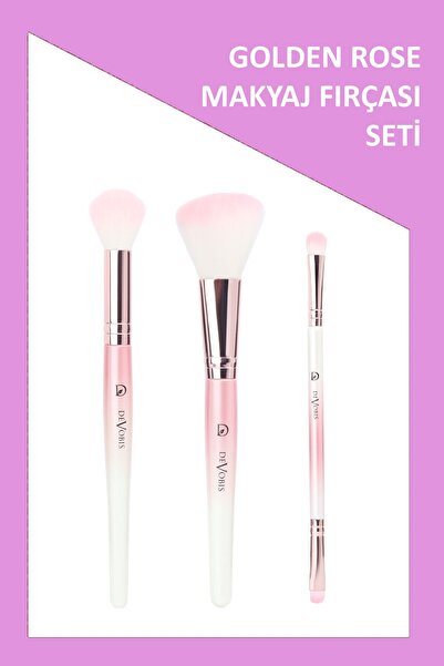 Golden Rose 3'lü Pembe Makyaj Fırçası Seti
